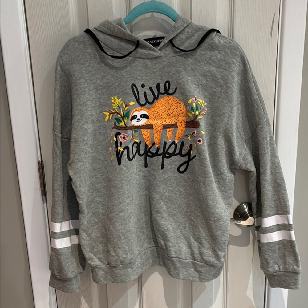 Gray Casual Sloth Sweatshirt with Soft Fabric